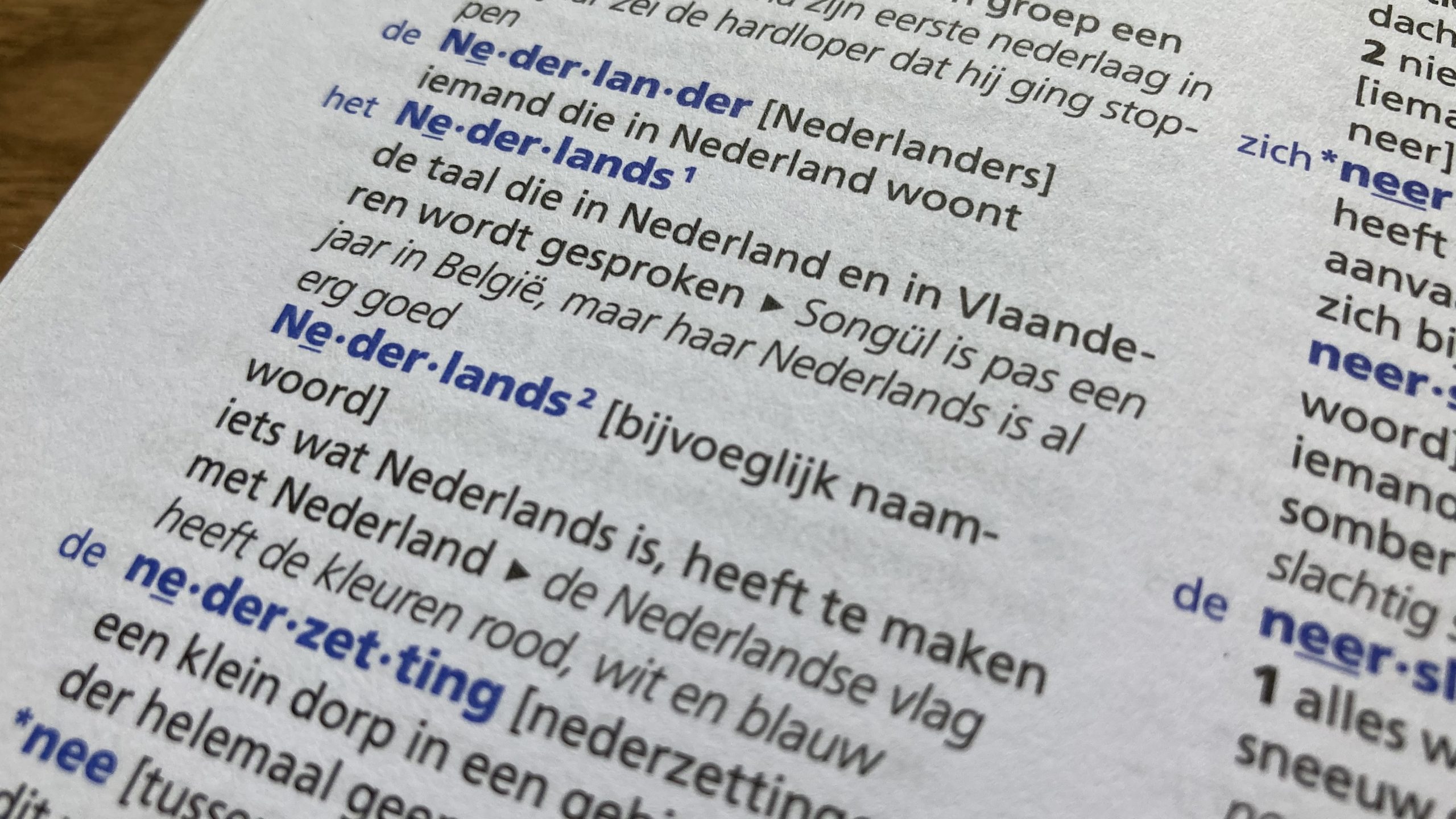 Woordenboekomschrijving 'Nederlands'